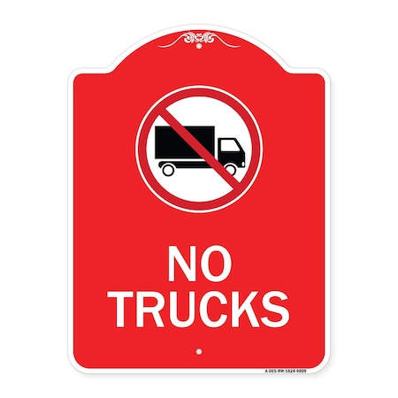 Signmission No Trucks With Graphic Heavy-Gauge Aluminum Architectural Sign, 24" H, RW-1824-9809 A-DES-RW-1824-9809